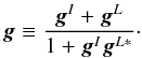 \begin{eqnarray} \label{eq:convg} \mbg \equiv \frac{\mbg^I+\mbg^L}{1+\mbg^I\mbg^{L*}}\cdot \end{eqnarray}