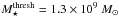 \hbox{$M_{\star}^{\rm thresh}=1.3\times10^9~M_{\sun}$}