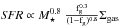 \hbox{${\it SFR}\propto {M}_{\star}^{0.8}\ \frac{{\rm f}_{\rm g}^{0.3}}{(1-{\rm f}_{\rm g})^{0.8}} \Sigma_{\rm gas}$}