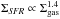 \hbox{$\Sigma_{\it SFR} \propto \Sigma_{\rm gas}^{1.4}$}