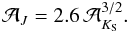 \begin{equation} \mathcal{A}_{J} = 2.6 \, \mathcal{A}^{3/2}_{K_{\rm S}}. \label{eq:aj-vs-ak} \end{equation}