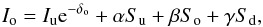 \begin{equation} I_{\rm o} = I_{\rm u}{\rm e}^{-\delta_{\rm o}} + \alpha S_{\rm u} + \beta S_{\rm o} + \gamma S_{\rm d},\label{eq:bez1} \end{equation}