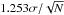 \hbox{$1.253\sigma/\sqrt{N}$}