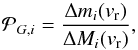 \begin{equation} \mathcal P_{G,i} = \frac{ \Delta m_i(v_\mathrm{r}) }{ \Delta M_i(v_\mathrm{r}) }, \end{equation}