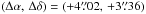 \hbox{$(\Delta \alpha,\, \Delta \delta)=(+4\farcs02,\, +3\farcs36)$}
