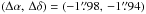 \hbox{$(\Delta \alpha,\, \Delta \delta)=(-1\farcs98,\, -1\farcs94)$}