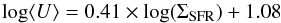 \begin{equation} {\rm log} \langle U\rangle = 0.41\times {\rm log}(\Sigma_{\rm SFR})+1.08 \label{eq:s_sfr} \end{equation}