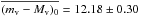 \hbox{$\overline{(m_{\rm v} - M_{\rm v})_{0}} = 12.18 \pm 0.30$}