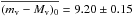 \hbox{$\overline{(m_{\rm v} - M_{\rm v})_{0}} = 9.20 \pm 0.15$}