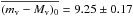 \hbox{$\overline{(m_{\rm v} - M_{\rm v})_{0}} = 9.25 \pm 0.17$}