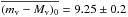 \hbox{$\overline{(m_{\rm v} - M_{\rm v})_{0}} = 9.25 \pm 0.2$}