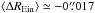 \hbox{$\langle \Delta \REin \rangle \simeq -0\farcs017$}