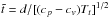 \hbox{$\tilde{t} = d/[(c_p-c_v)T_{t}]^{1/2}$}