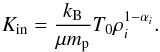 \appendix \setcounter{section}{1} \begin{equation} K_{\text{in}} = \frac{k_\text{B}}{\mu m_\text{p}} T_0 \rho_i^{1-\alpha_i}. \end{equation}