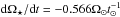 \hbox{${\rm d}\Omega_\star/{\rm d}t = -0.566 \Omega_\odot t_\odot^{-1}$}