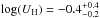 \hbox{$\log(U_{\rm H})=-0.4_{-0.2}^{+0.4}$}