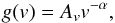 \begin{equation} \label{eqn:velocity} g(v) = A_v v^{-\alpha}, \end{equation}