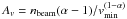 \hbox{$A_v=n_{\rm beam}(\alpha-1)/v_{\rm min}^{(1-\alpha)}$}