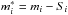 \hbox{$m_{i}^{\ast}=m_{i}-S_{i}$}