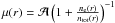 \hbox{$\mu(r) = \mathcal{A} \left( 1 + \frac{n_\text{e}(r)}{n_\text{tot}(r)} \right)^{-1}$}