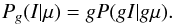 \begin{equation} P_g(I| \mu) = g P(gI | g\mu). \label{gpoisson} \end{equation}