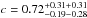 \hbox{$c=0.72^{+0.31+0.31}_{-0.19-0.28}$}