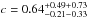 \hbox{$c=0.64^{+0.49+0.73}_{-0.21-0.33}$}