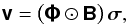 \begin{equation} \label{eq:dftallbaselines} \Matrix{v} = \left(\Matrix{\Phi} \Hadamard \Matrix{B}\right)\Matrix{\sigma}, \end{equation}