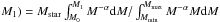\hbox{$M_1)=\mstar \int_{M_0}^{M_1} M^{-\alpha} {\rm d}M / \int_{M_{\rm min}}^{M_{\rm max}} M^{-\alpha} M {\rm d}M$}