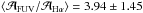 \hbox{$\left<\mathcal{A}\mathrm{_{FUV}}/\mathcal{A}\mathrm{_{H\alpha}}\right>=3.94\pm1.45$}