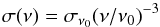 \begin{equation} \sigma(\nu) = \sigma_{\nu_0} (\nu/\nu_0)^{-3} \end{equation}