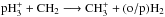 \hbox{$\rm pH_3^+ + CH_2 \longrightarrow CH_3^+ + (o/p)H_2$}