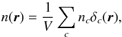 \appendix \setcounter{section}{3} \begin{equation} n({\vec r}) = \frac{1}{V}\sum\limits_c n_c \delta_c({\vec r}), \end{equation}