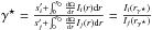 \hbox{$\gammabis = \frac{s'_i + \int_0^{r_0} \dfrac{\Omega}{r} I_i(r) \mathrm{d}r} {s'_j + \int_0^{r_0} \dfrac{\Omega}{r} I_j(r) \mathrm{d}r} = \frac{I_i(r_{\gammabis})}{I_j(r_{\gammabis})}$}