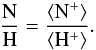 \begin{equation} \label{N/H abundance} \frac{{\rm N}}{{\rm H}}=\frac{\langle \mathrm{N}^{+}\rangle }{\langle \mathrm{H}^{+}\rangle}. \end{equation}