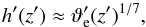\begin{equation} h^\prime(z^\prime) \approx \vartheta_\mrm{e}^\prime(z^\prime)^{1/7} \label{eq:h_prime} , \end{equation}