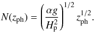 \begin{equation} N(z_\mrm{ph}) = \left(\frac{\alpha g}{H_{\rm p}^2}\right)^{1/2} z_\mrm{ph}^{1/2}. \label{eq:N} \end{equation}