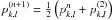 \hbox{$p_{k,l}^{(n+1)} = \frac{1}{2}\left(p_{k,l}^n + p_{k,l}^{(2)}\right)$}