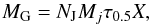 \begin{equation} M_{\rm G}=N_{\rm J} M_j \tau_{0.5} X, \end{equation}