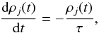 \begin{equation} \frac{{\rm d} \rho_j (t)}{{\rm d}t}=- \frac{\rho_j (t)}{\tau}, \label{eq: 9} \end{equation}