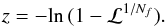 \appendix \setcounter{section}{1} \begin{equation} \label{powlike} z=-{\rm ln}\,(1-{\cal L}^{1/N_{f}}). \end{equation}