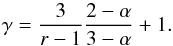 \begin{equation} \gamma=\frac{3}{r-1}\frac{2-\alpha}{3-\alpha}+1. \label{gammaNR} \end{equation}