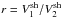 \hbox{$r= V_1^{\rm sh}/V_2^{\rm sh}$}