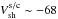 \hbox{$V_{\rm sh}^{\rm s/c}\sim -68$}