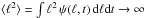 \hbox{$\langle \ell^2 \rangle = \int \ell^2 \, \psi (\ell, t) \, {\rm d}\ell {\rm d}t \to \infty$}