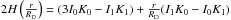 \hbox{$2 H\left(\frac{r}{R_\mathrm D}\right) = (3 I_0 K_0 - I_1 K_1) + \frac{r}{R_\mathrm D}(I_1 K_0 - I_0 K_1)$}