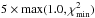 \hbox{$5 \times \max(1.0,\chi^2_{\mathrm{min}})$}
