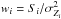 \hbox{$w_i = S_i / \sigma_{Z_i}^2$}