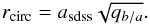 \begin{equation} r_{\textrm{circ}} = a_{\textrm{sdss}} \sqrt{q_{b/a}} . \label{rcor} \end{equation}