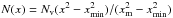 \hbox{$N(x) = N_{\rm v} (x^2 - x_{\rm min}^2)/(x_{\rm m}^2 - x_{\rm min}^2)$}